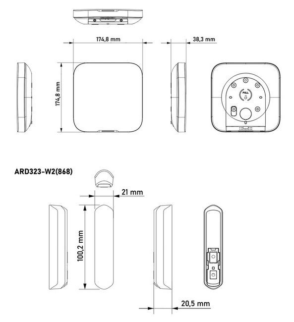 DAHUA ART ARC3800H 03 W2868 wymiary centrala detector
